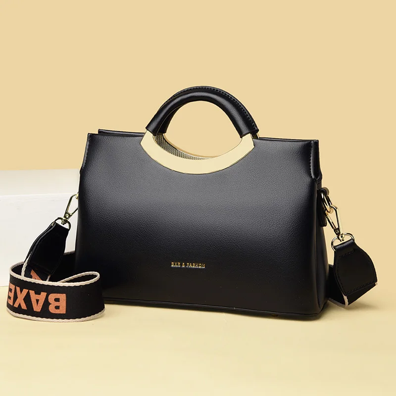 

Luxury Women's Tote Bag Quality Pu Leather Handbags Fashion Top-Handle Bag Wide Shoulder Strap Ladies Crossbody Messenger Bags