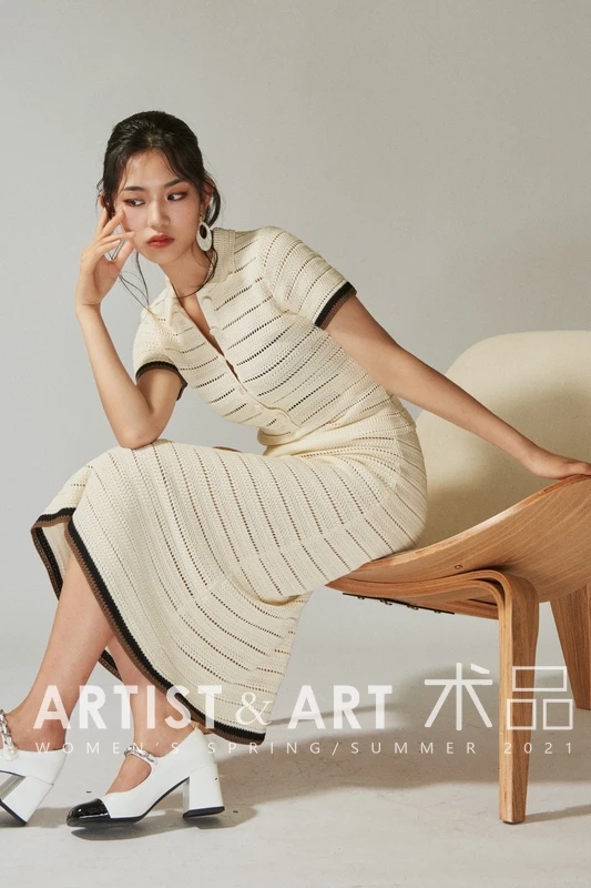 

Runway Designers Two Piece Sets for Women 2021 Summer Hollow Out Cotton Polo Tops +midi Skirts Elegant Two Piece Outfits