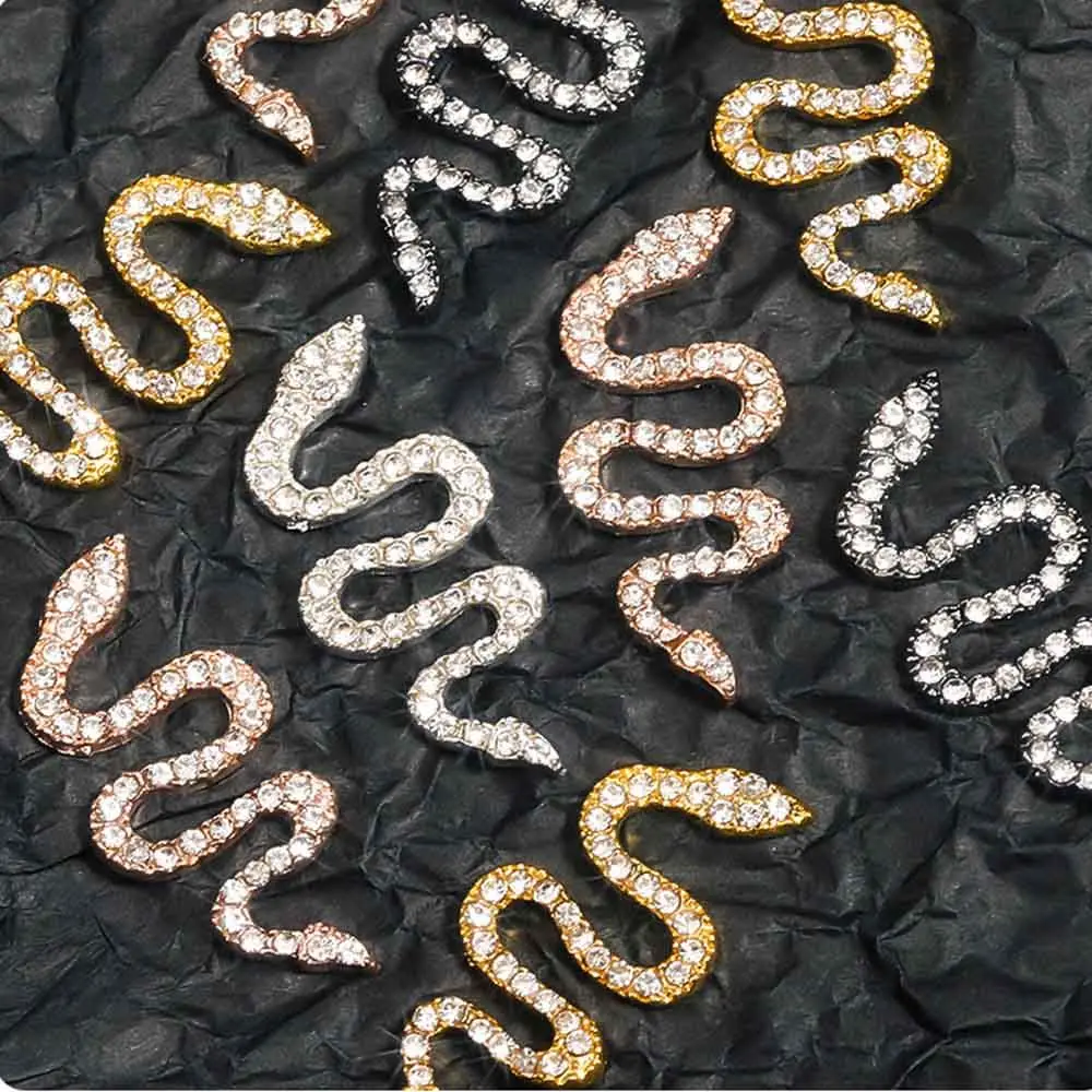 

3D металлический Змеиный ноготь Стразы Подвески Золотой/Серебряный ретро сплав змея искусственные кристаллы