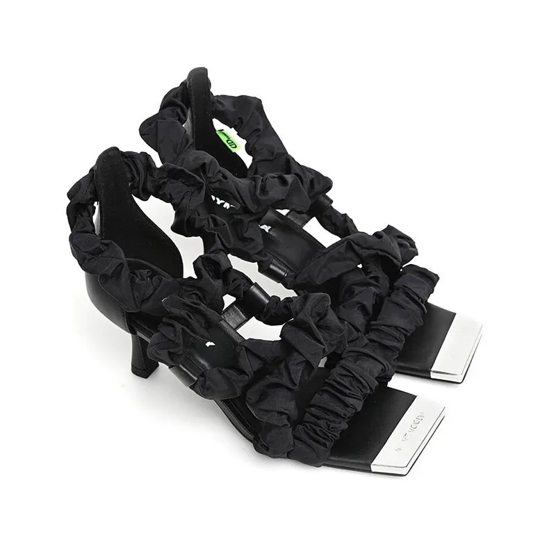 

2021High Heel Shoes Woman Open Toe Ankle Strap Gladiator Sandal Cutouts Dress Heels Top Quality Woman Brand Sequined Sandals