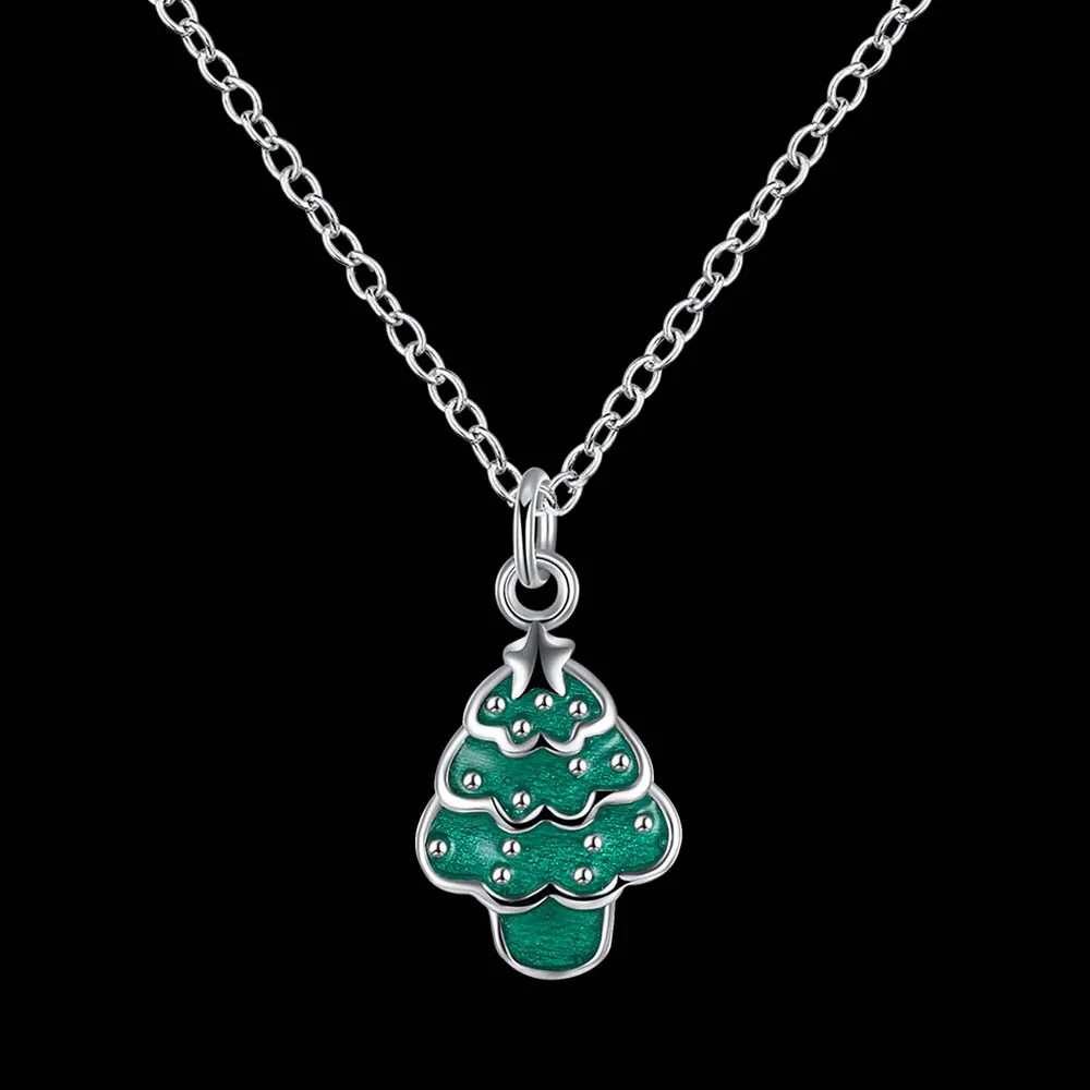 Festival Series-Green Christmas Tree Pendant Necklace Jewelry Cable Chain Simple Korean Chokers | Спорт и развлечения