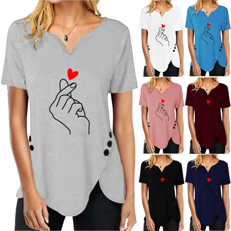 

Women Short Sleeve Print T-Shirt Blouse Tops Baggy Pullover Tee Casual Summer