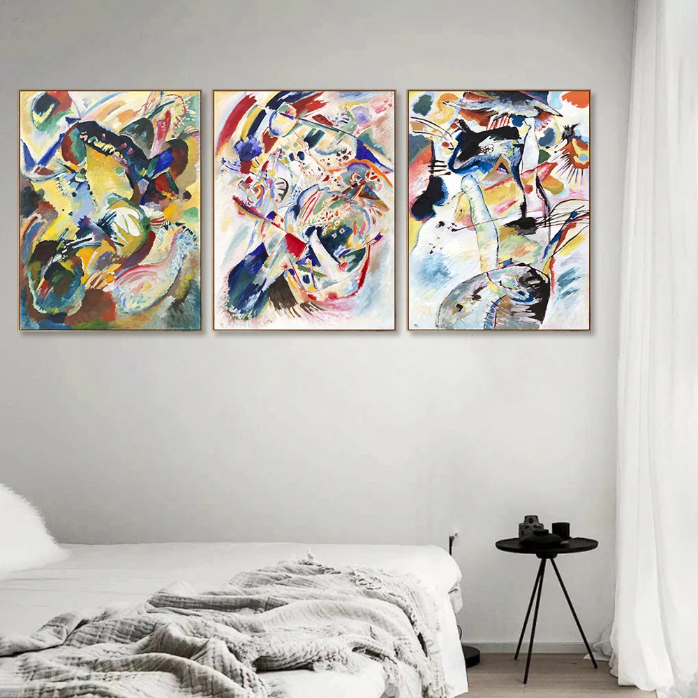 Комбо Картина 3 шт. Василий Кандинский абстрактное искусство стены Холст Плакаты