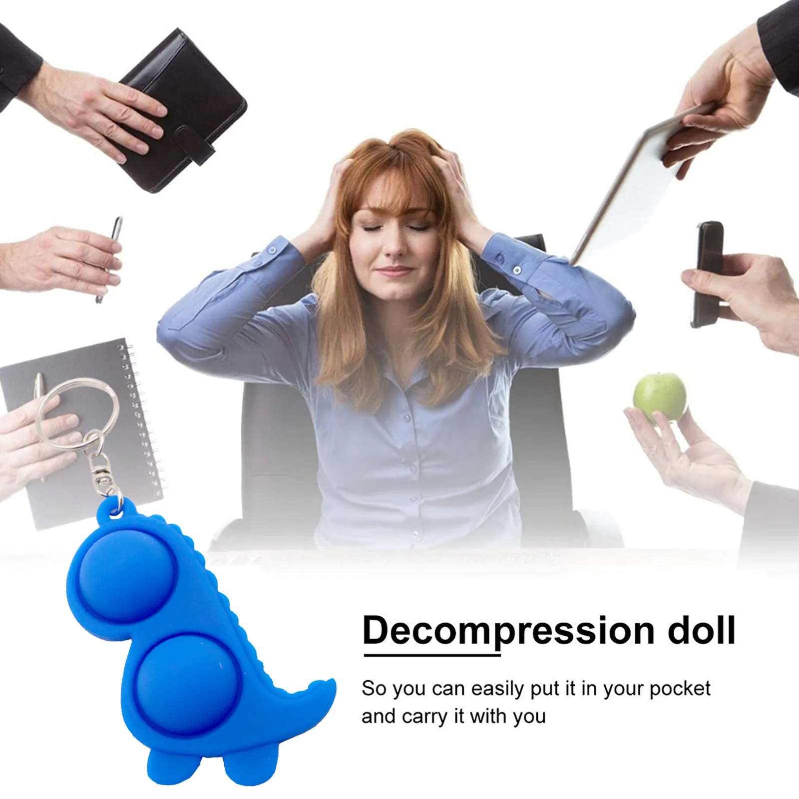 

Kawaii Dinosaur Simpel Dimpel Children Adult Dimple Toy Pressure Reliever Board Controller Educational Toy Keychain