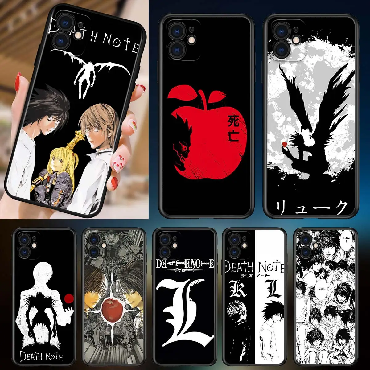 

Phone Case Anime Death Note For Apple iPhone 13 12 11 SE XS XR X 7 8 6 5 S mini Plus Pro MAX 2020 Black Soft Cover