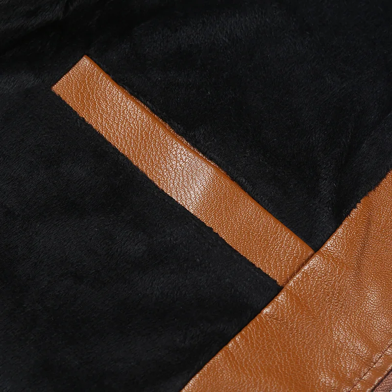 Одежда для мужчин толстая пушистая мотоциклетная куртка Kahki из искусственной