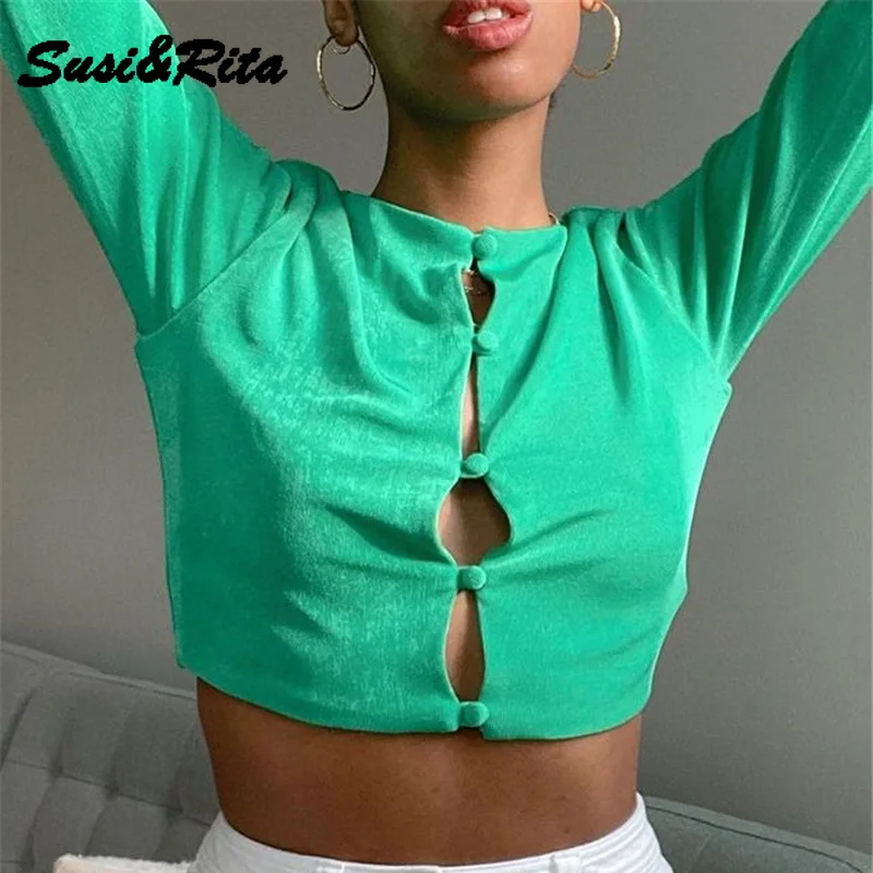 

Short Knitted Sweaters Women Summer Thin Cardigan Korean Style O-Neck Fashion Long Sleeve Button Crop Top Ropa Mujer 2021