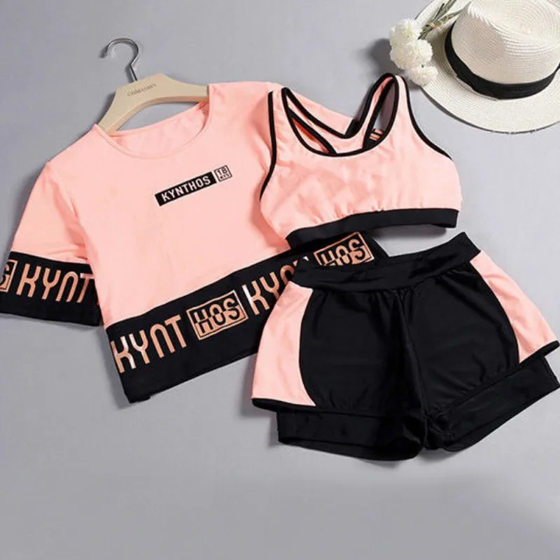 

Swimsuit Women Female Three-piece Hot Spring Leisure Student Split Conservative Large Size Covers Belly Thin Swimsuits New.
