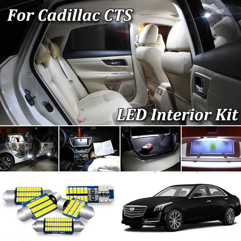 

100% белые светодиодные с Canbus автомобильный интерьерный светильник набор для Cadillac CTS Sedan Wagon led Интерьер Карта номерной знак светильник s (2003-2019)