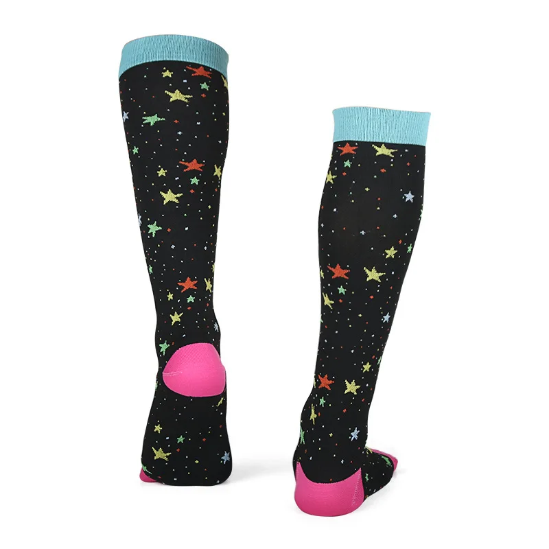 Женские компрессионные чулки Brothock длинные облегающие выше колена со звездами
