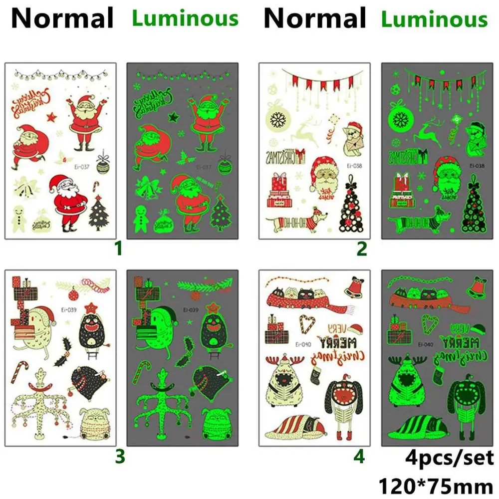 4pcs Stickers 4 CHZLL съемные рождественские наклейки, украшения, Санта-Клаус, олень, Декоративный Рождественский Декор для дома, Санта-Клаус, Noel, Декор - Цвет: 4pcs Stickers 4