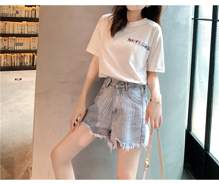 

Ripped Denim Shorts For Women Summer Short Jeans Casual Drilling Hole Shorts Women Jeans Short Denim Ripped