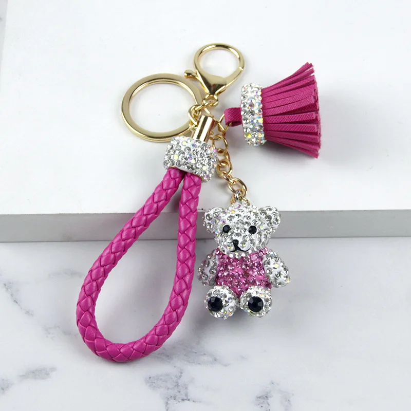 Хрустальный брелок стразы из сплава для женщин золотистый Медведь тедди сумка