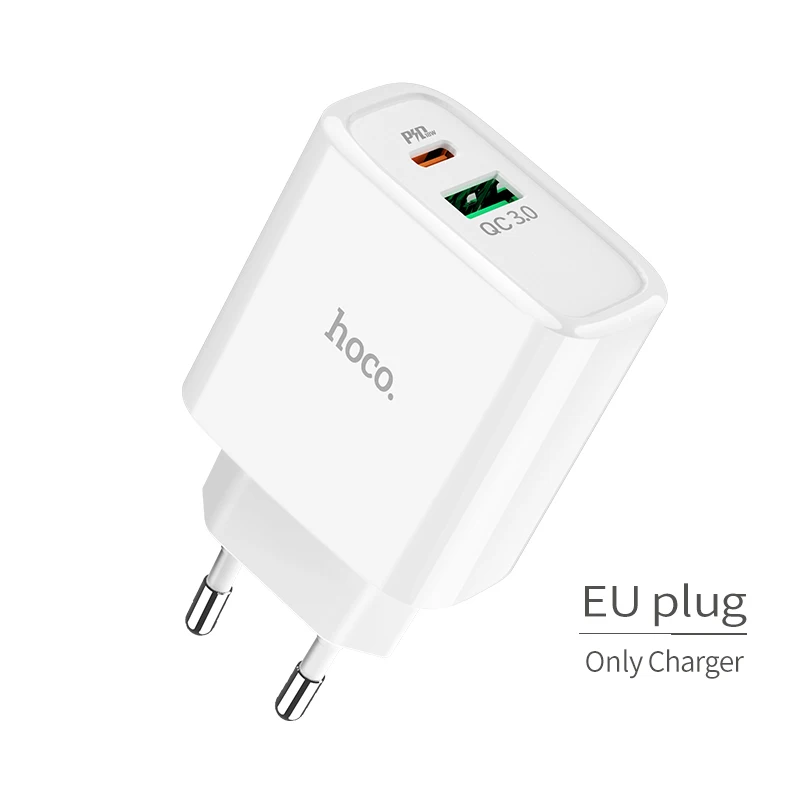 HOCO 18 Вт USB PD быстрое зарядное устройство адаптер QC3.0/2,0 быстрое зарядное устройство с type C к Lightning Кабель для быстрой зарядки - Тип штекера: EU charger only