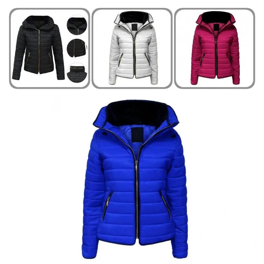 

Lightweight Simple Stand Collar Pure Color Casual Overcoat Simple Puffer Coat Soft Texture for Outdoor