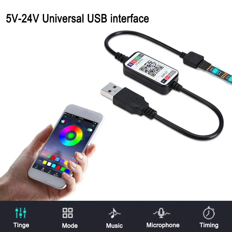 

Mini Wireless RGB Bluetooth-compatible Controller Smartphone APP Bluetooth Controller Light Strip Controller For RGB LED Strip