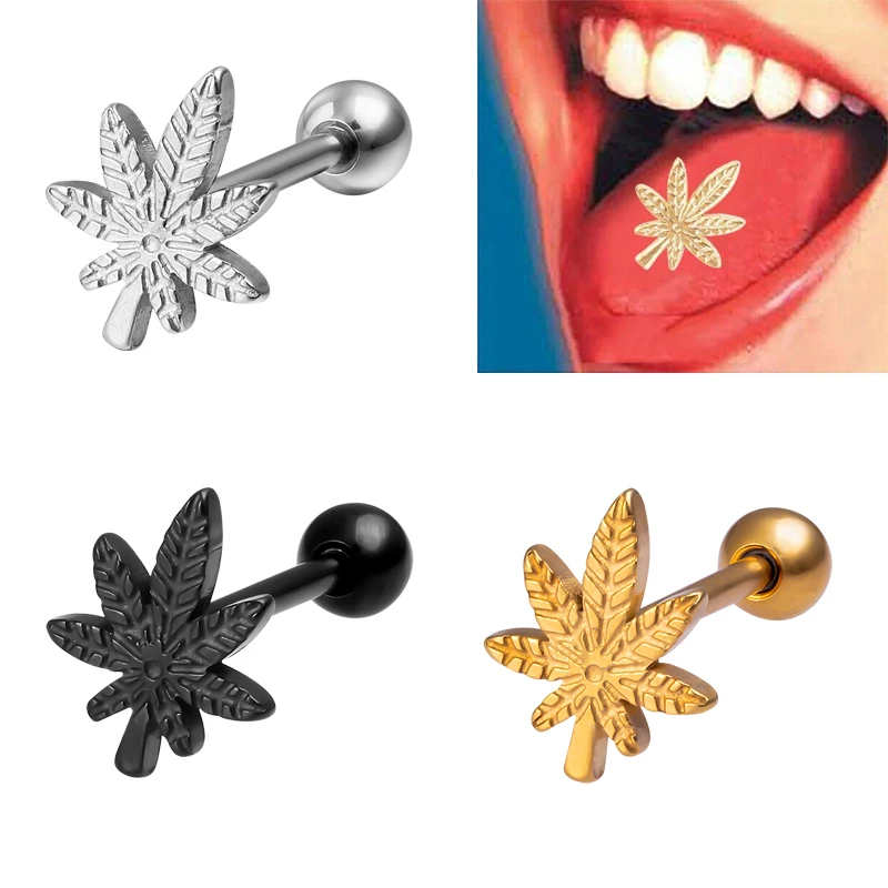 1 шт. кольцо для пирсинга в форме листа гвоздика штанга языка нержавеющая сталь