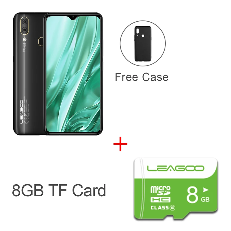 LEAGOO S11 Android 9,0 4G смартфон 6," дисплей капли воды 4 Гб 64 Гб 3300 мАч Helio P22 13MP двойная камера отпечатков пальцев Смартфон - Цвет: S11BLACK N 8GB CARD