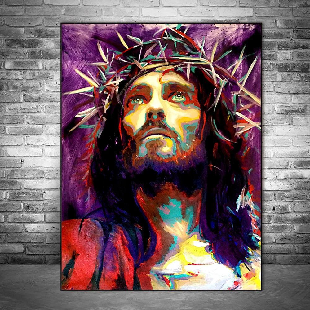 

Abstract Jesus Canvas Paintings On The Wall Posters And Prints King Of Kings Graffiti Art Canvas Pictures Home Wall Decoration