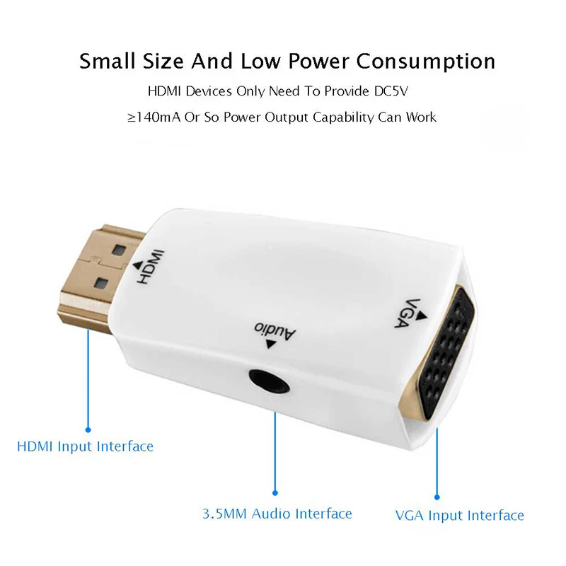 Адаптер Micro HDMI совместимый с VGA преобразователь аудиокабеля штырь гнездо HD 1080P для