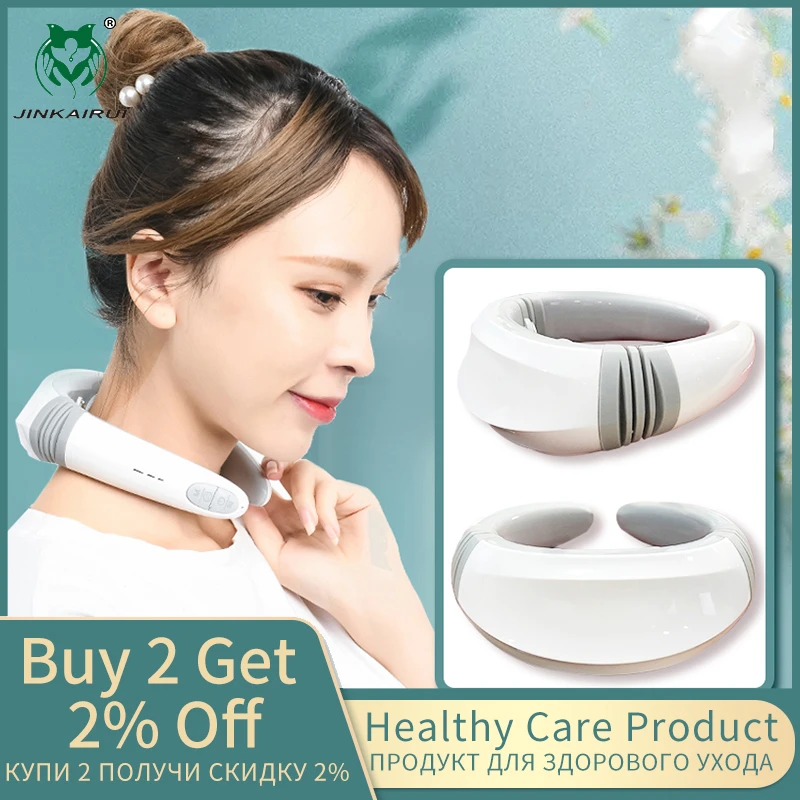Jinkairui 2020 Newest Pulse Neck Massager Rechargeable Remote Control 6 Modes Far Infrared Heating Gift Relax Fatigue Dropship | Красота и