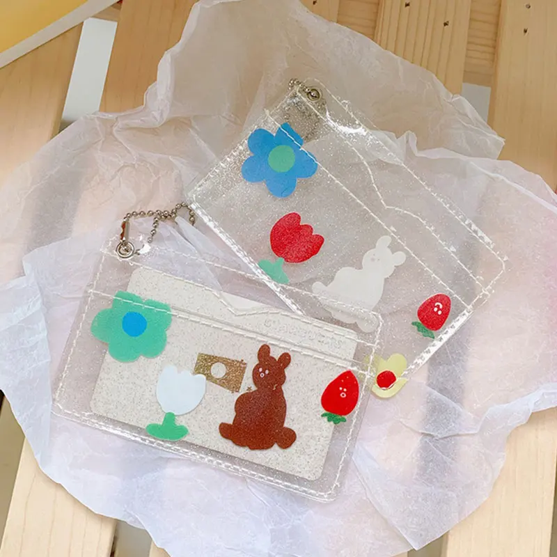 Модный прозрачный кошелек из ПВХ с отделением для карт Женский короткий мини