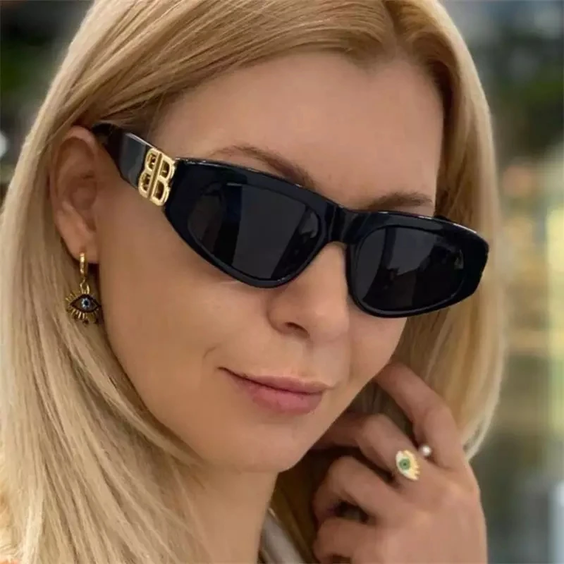 

Classic Cat Eye Sunglasses For Men Black Gold Letter B Sun Glasses Women 2021 New Luxury Designer Females Shades Eyewear UV400