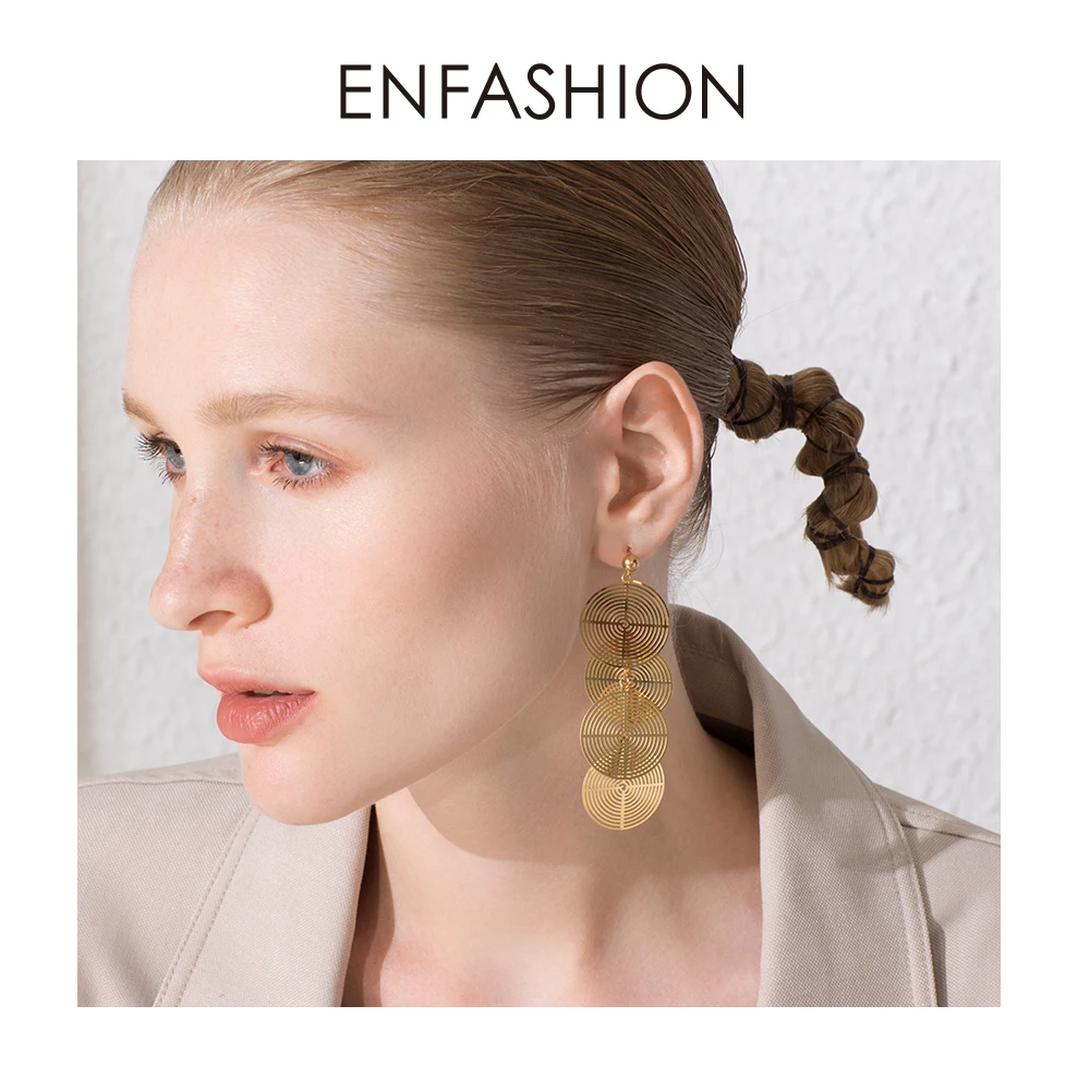 ENFASHION Boho Многослойные Круглые Висячие серьги для женщин, Длинные круглые висячие серьги с кисточками, модные ювелирные изделия Oorbellen E1109