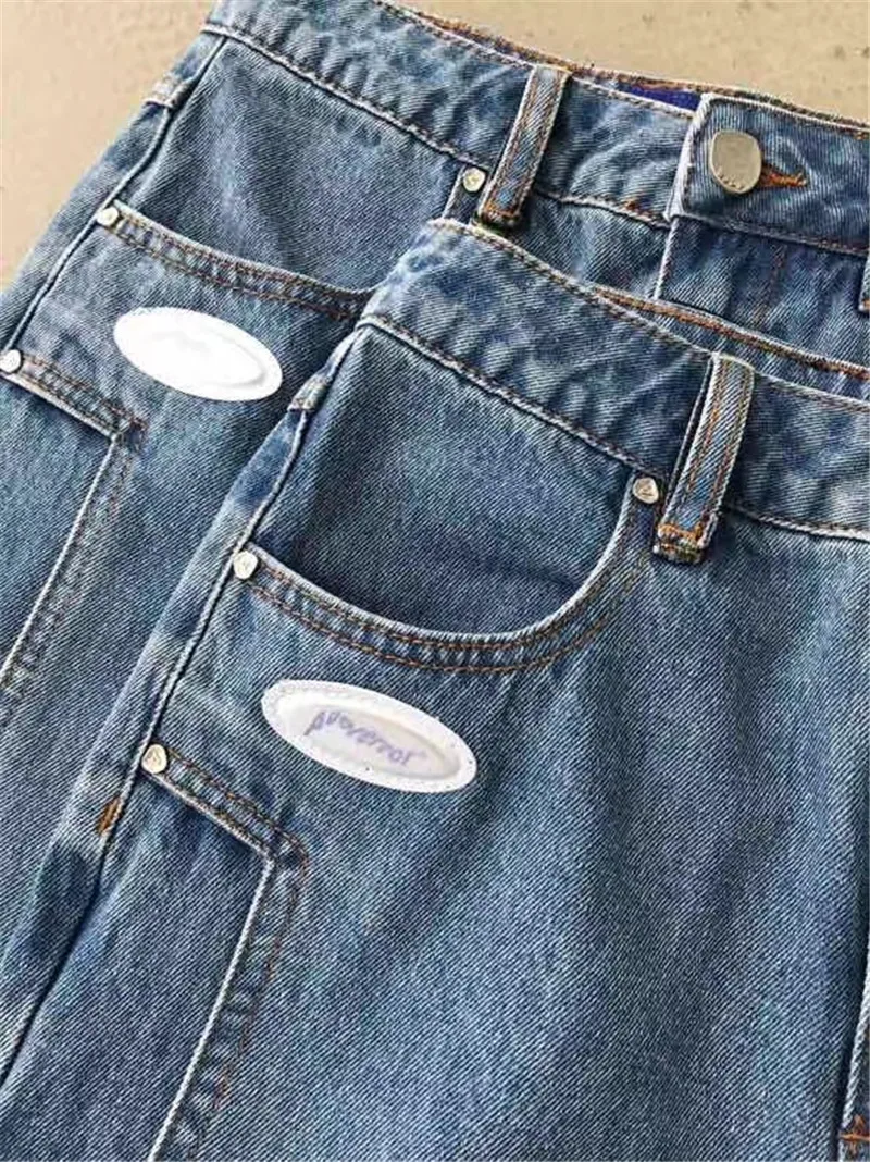 

Blue Ader Error Denim Pants Men Women 1:1 Tags Slim Fit Adererror Jeans Hip-Hop Ader Error Cowboy Button Jeans