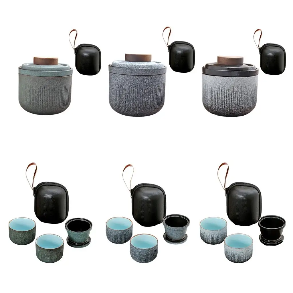 

Travel Ceramic Tea Pot Set Ceramic Crockery Tea Infuser Travel Tea Set for Picnic