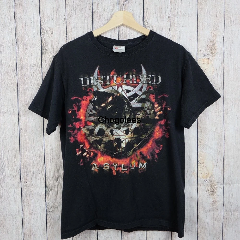 Винтажная комбинированная футболка с рисунком рок-группы Tour черная среднего