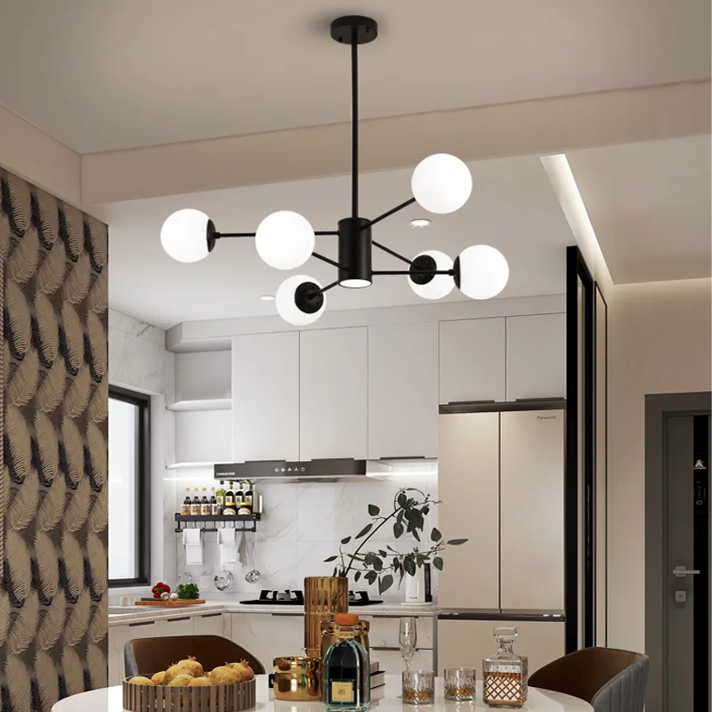 Modern Led Chandelier Pendant Lights Fixtures For Living Dining Room Restaurant Bar Decoration Gold Black Glass Hanging Lamp | Лампы и