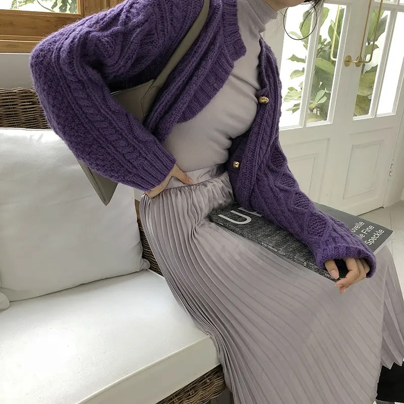 HziriP мягкие простые плотные крученые новые кардиганы ленивый стиль шикарные