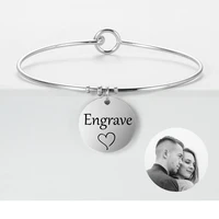 customized photo name id bangle stainless steel personalize bracelets bangles anniversary gifts for womens sl 109