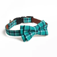 new pet supplies british style plaid dog collar with bow tie dog bow tie buckle cute decorative cat necklace puppy accessories