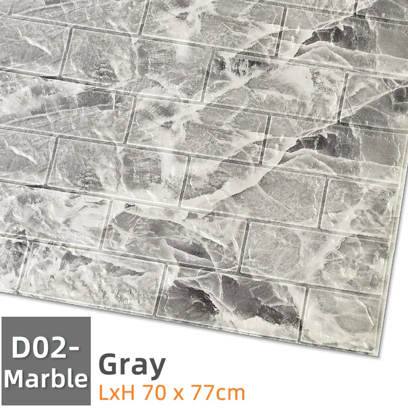 D02-Marble-Gray Kaguyahime Самоклеящиеся 3D наклейки на стену водонепроницаемые DIY Пена кирпичная настенная бумага ТВ фон Декор мраморная настенная бумага красочный кирпич - Цвет: D02-Marble-Gray