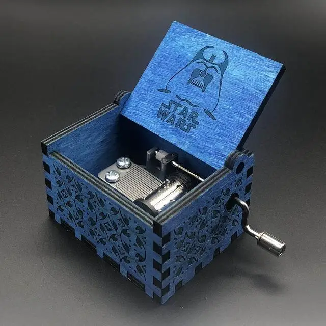 blue Star Wars Игры Trhones деревянная музыкальная шкатулка ручной коленчатый Imagine John Godfather La land Star Wars Рождественский подарок королева музыкальная шкатулка - Цвет: blue Star Wars