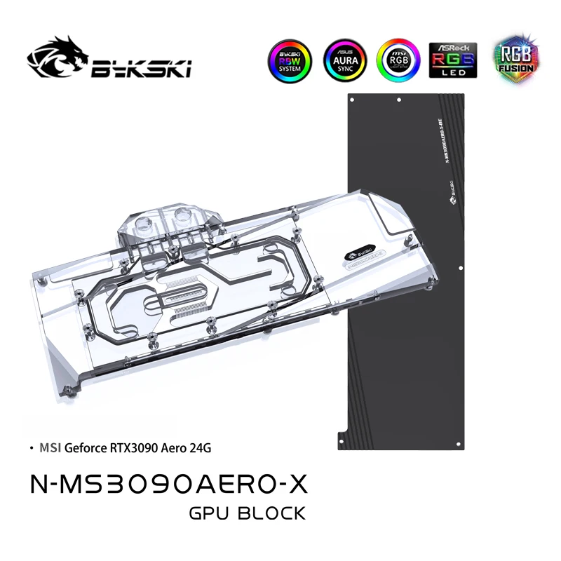 

Bykski N-MS3090AERO-X GPU блок водяного охлаждения с обратной планой для MSI RTX 3090 Areo 24G, видеокарта система охлаждения жидкости