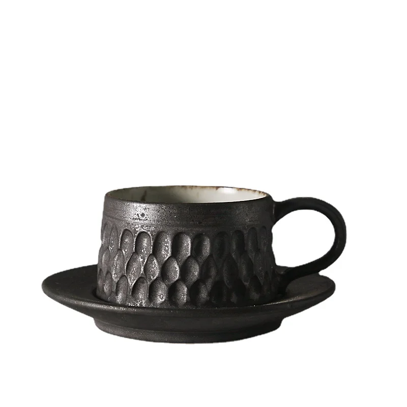 

Japanese Style Handmade Coffee Cup Set Ceramic Mug Dish Mocha Concentrated Tea Drinking Cups Household Office Caneca Drinkware
