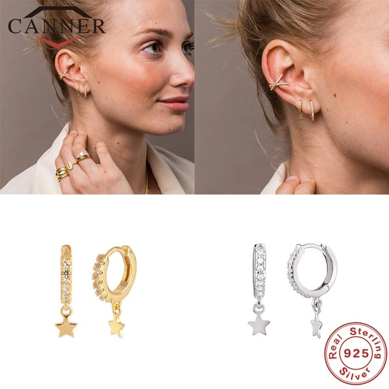 Женские серьги-кольца CANNER из настоящего стерлингового серебра 925 пробы с