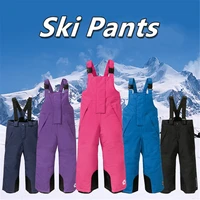 winter girls ski pants jumpsuit windproof overall pants tracksuits for children waterproof warm kids boys snow ski trousers
