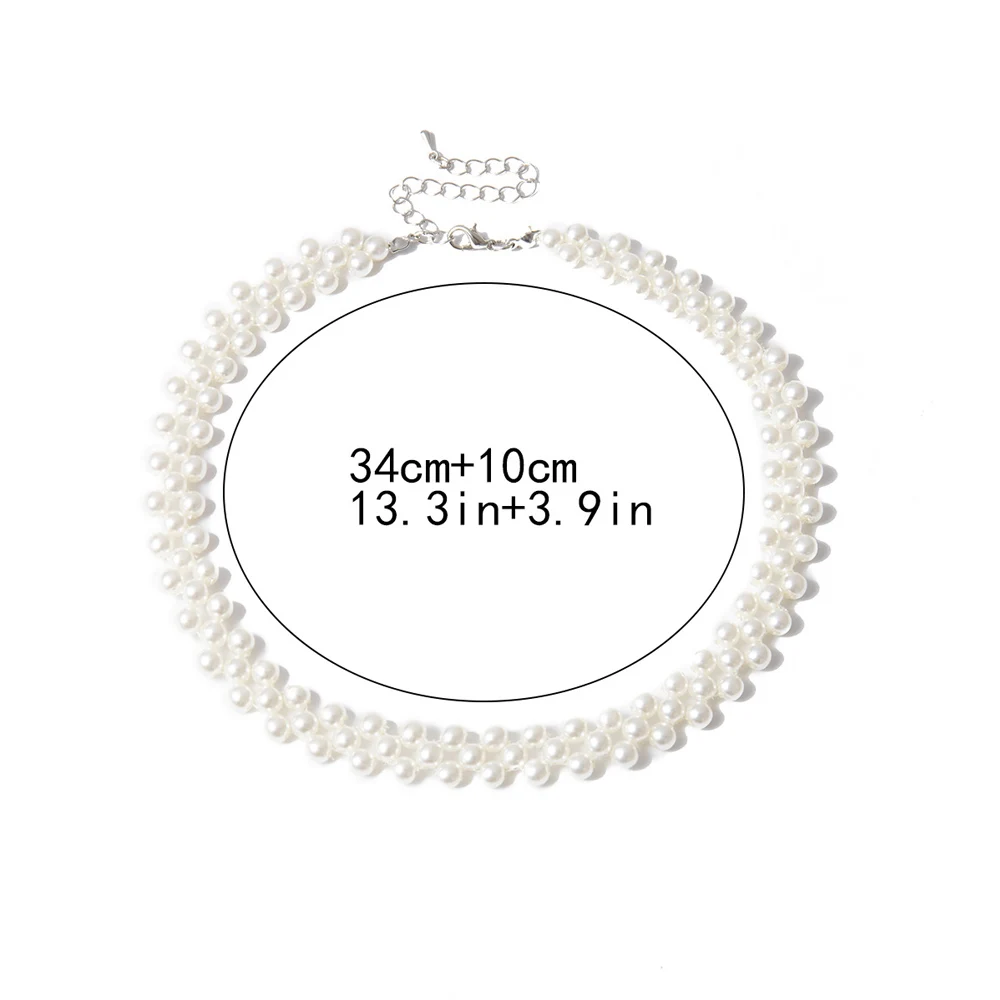

Bohemian Multi Layer Simulated Round Pearl Choker Necklace Collar Statement Clavicle Chain Necklace Women Wedding Jewelry