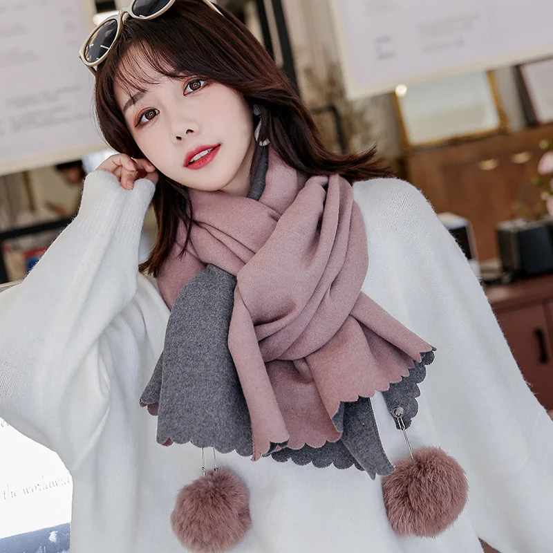 2021 зимний шарф из искусственного кашемира для женщин в Корейском стиле двух