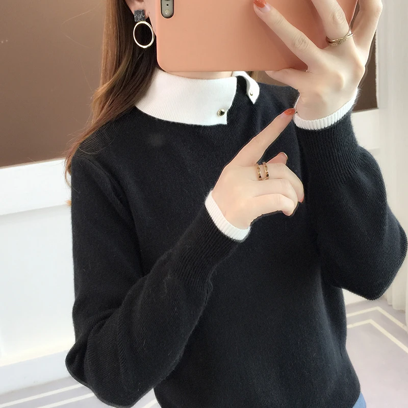 

Sweater Female 2021 Autumn Winter Cashmere Knitted Women Sweater And Pullover Female black