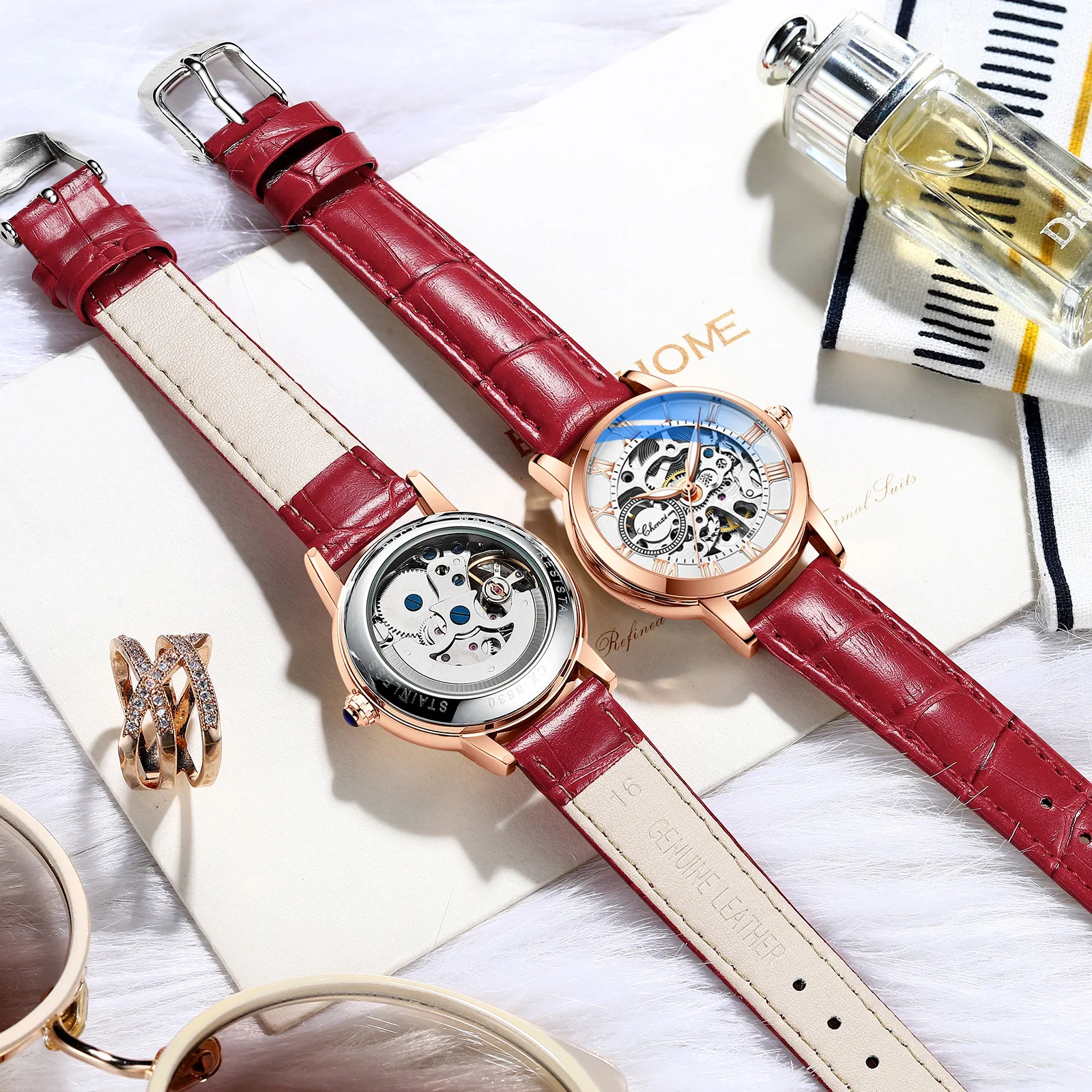 

Watch Female Lady Casual Luminous Waterproof Automatic Hollow Mechanical Watch Best-Seller on Douyin Mechanical Watch for