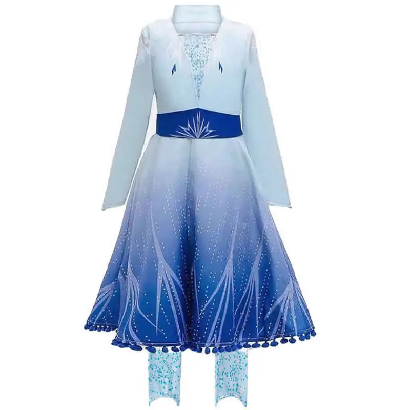 Girls Elsa Princess Dress Anna Winter Inspired Costume Cartoon Film Light Up Long Sleeves Makeup Snowman Olaf Cosplay Party Sets | Детская