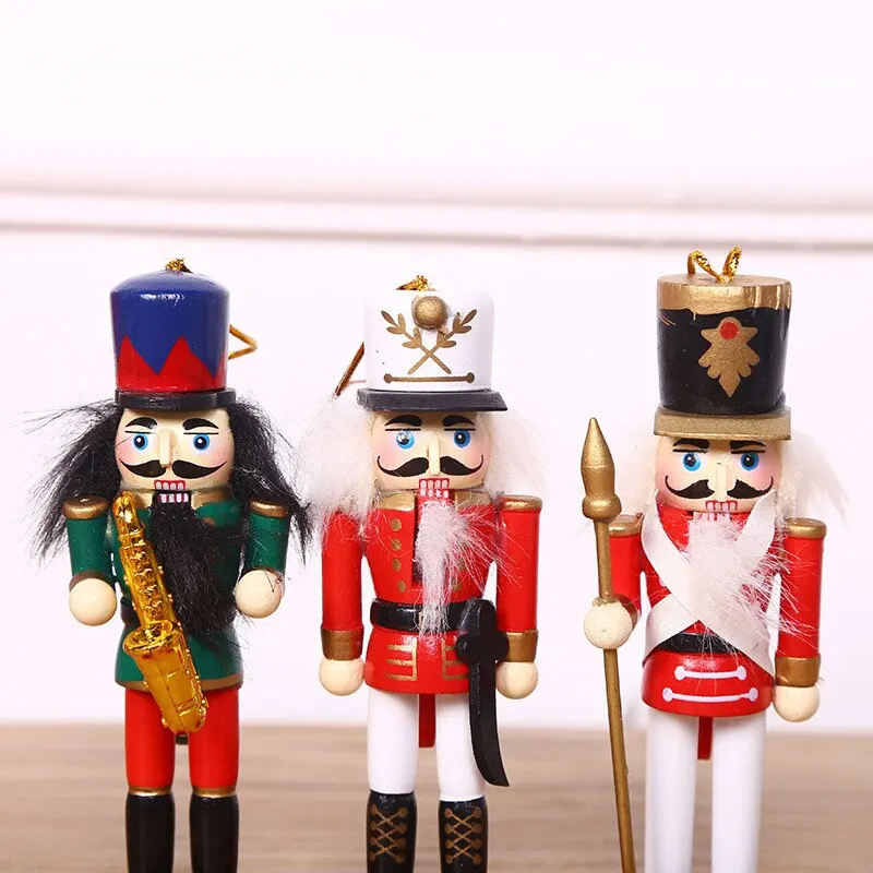 1Pc New Year Decor Kids Doll Wooden Nutcracker Soldier Merry Christmas Decoration Pendants Ornaments for Xmas Tree | Дом и сад