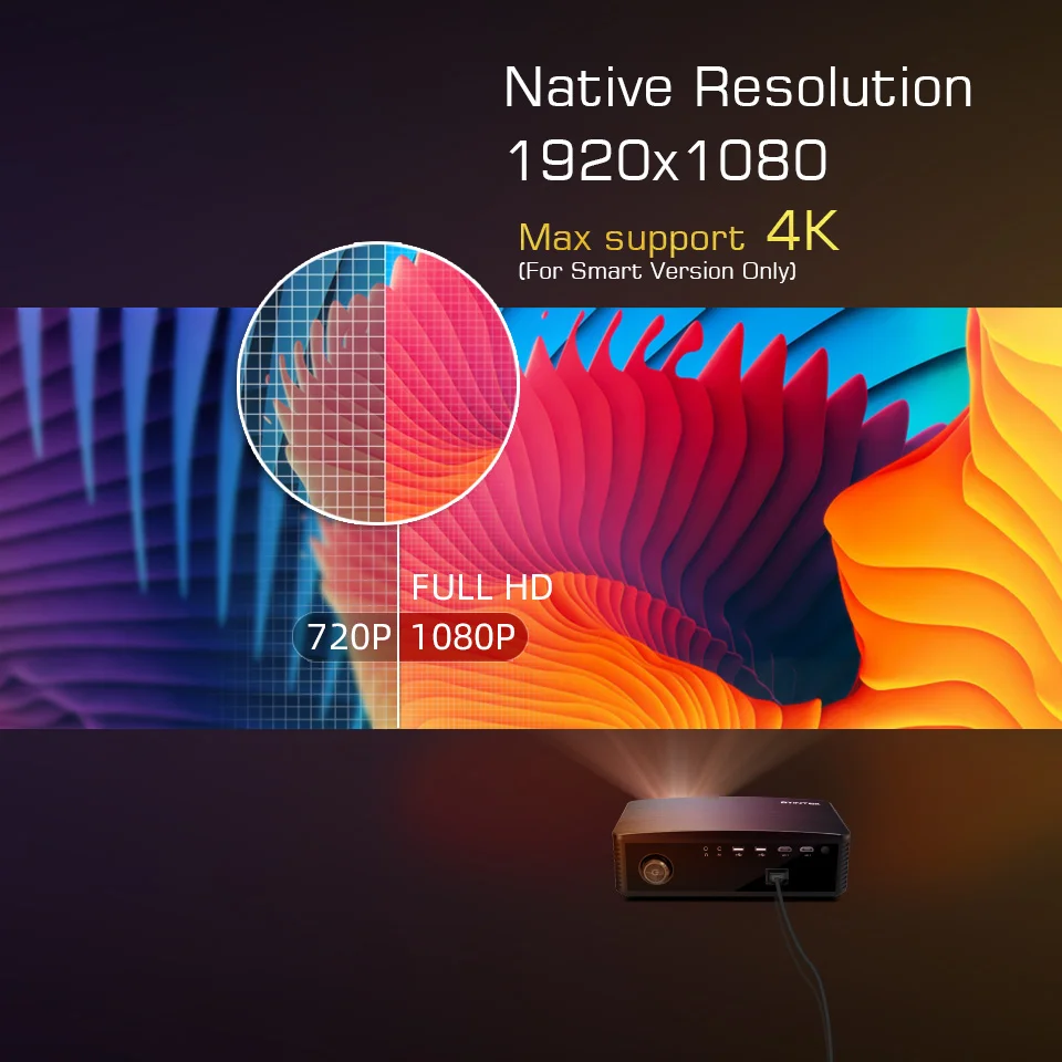 Проектор BYINTEK K25 светодиодный для домашнего кинотеатра Full HD 4K 1920x1080P Android Wi Fi 300