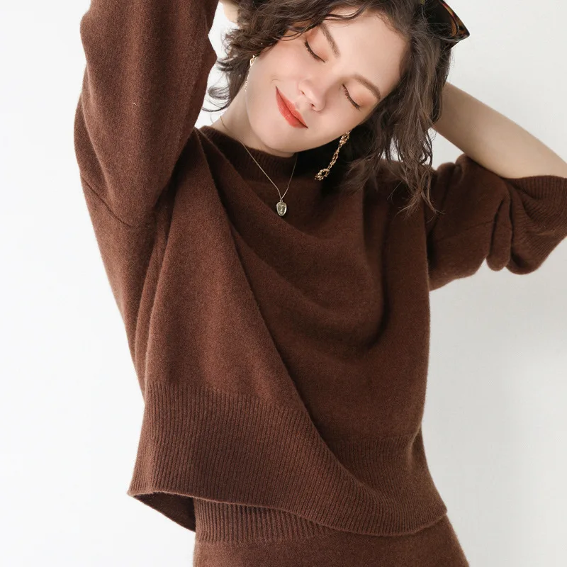 Осень-зима 2020 Новинка женское корейское модное платье с круглым вырезом и