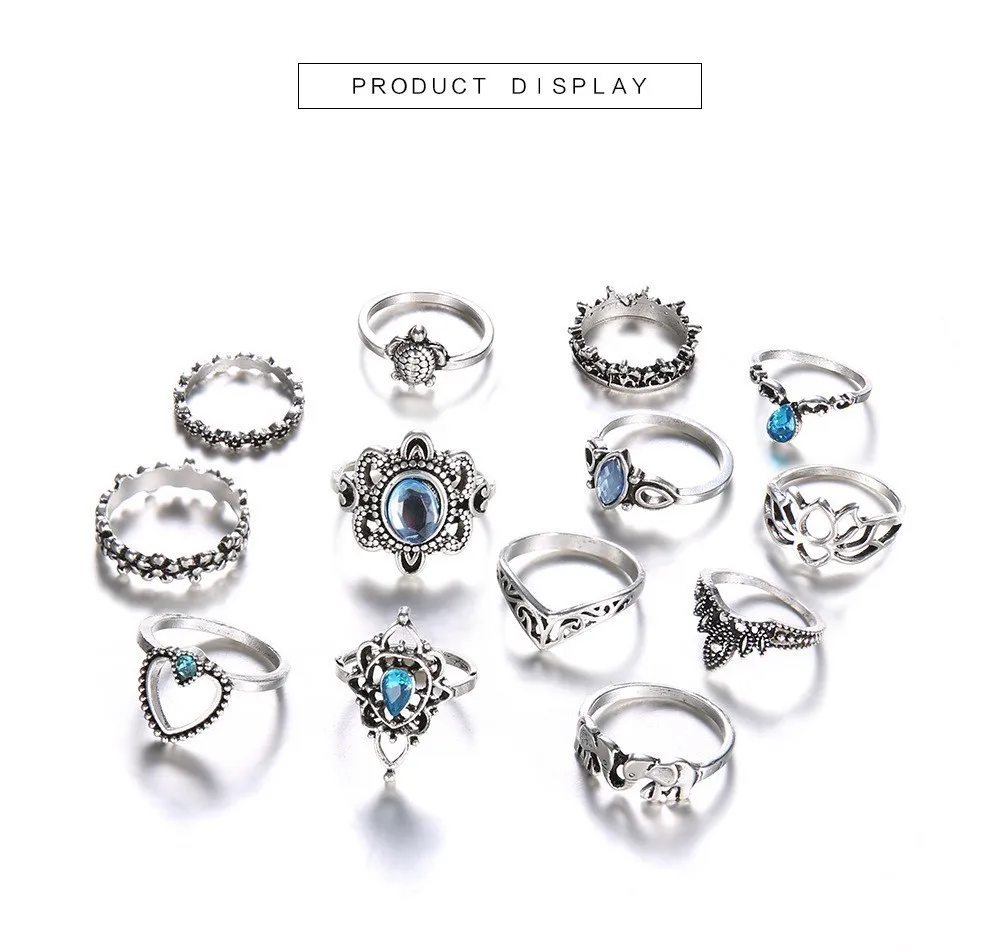 Bague Femme, винтажные кольца для женщин, геометрической формы, в стиле бохо, цветок, кристалл, кольцо на кончик пальца, набор, богемный, миди, ювелирные изделия, серебряный цвет